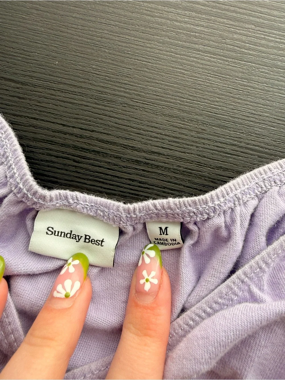 Sunday Best Light Purple Tie-Front Puff Sleeve Crop Top - Picture 3 of 4